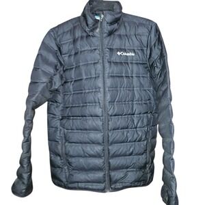 Columbia Logo Men's Medium‎ Black Winter Puffer Jacket *small flaw*